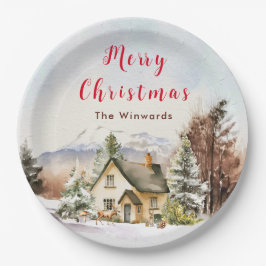 Prato De Papel Férias de inverno Algodão Feliz Natal