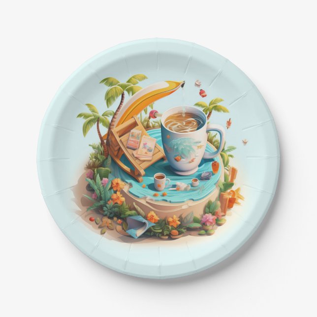 Prato De Papel Férias de Praia (Frente)