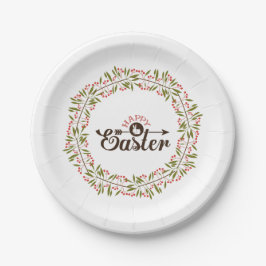 Prato De Papel Ferro Verde E Vermelho Bonito E Coelho