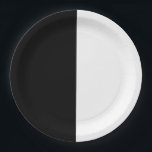 Prato De Papel Festa Chic de Meio Aniversário Dividida em Preto e<br><div class="desc">Personalizar para qualquer evento.</div>