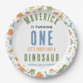 Prato De Papel Festa de 1º Aniversário do Dinossauro | Pré-Histór