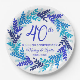 Prato De Papel Festa de 40º aniversário da Terra Azul Elegante