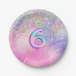 Prato De Papel Festa de aniversário 6 Arco-Íris
