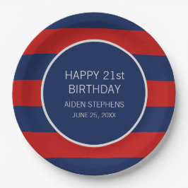 Prato De Papel Festa de aniversário Azul e Vermelha