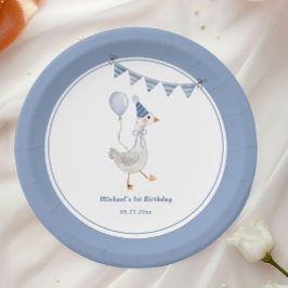 Prato De Papel Festa de aniversário bobo de ganso azul