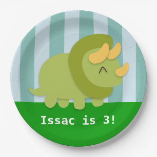 Prato De Papel Festa de aniversário bonito do dinossauro do