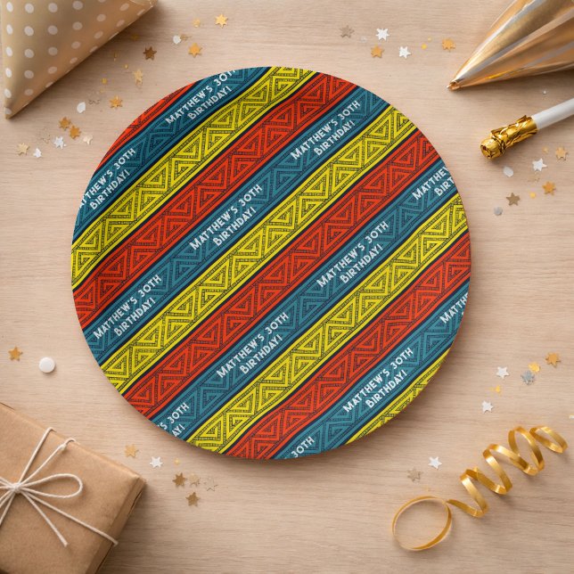 Prato De Papel Festa de aniversário Celta Stripe Vermelho Vermelh (Criador carregado)