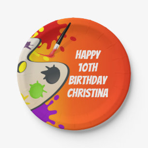 Prato De Papel Festa de aniversário Colorida de Pintura Paleta de