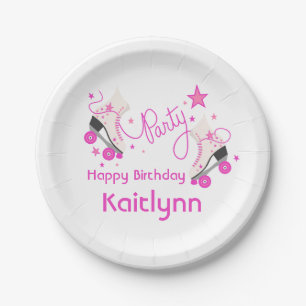 Prato De Papel Festa de aniversário cor-de-rosa dos skates de