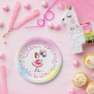 Prato De Papel Festa de aniversário da bonito Ballerina Rosa