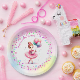 Prato De Papel Festa de aniversário da bonito Ballerina Rosa