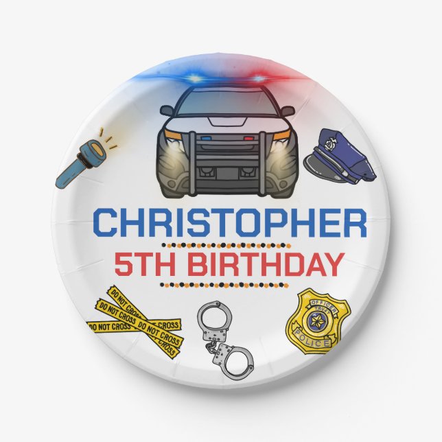 Prato De Papel Festa de aniversário da Polícia (Frente)