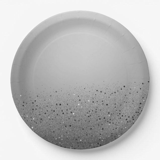 Prato De Papel Festa de Aniversário de 16 Anos Brilho Prateado (Frente)