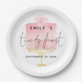 Prato De Papel Festa de aniversário de 21 anos do Nome do Script 