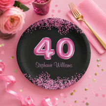 Festa de Aniversário de 40 Anos Chic Preto e Brilh