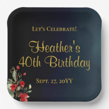 Festa de aniversário de 40 anos Vermelho Dourado e