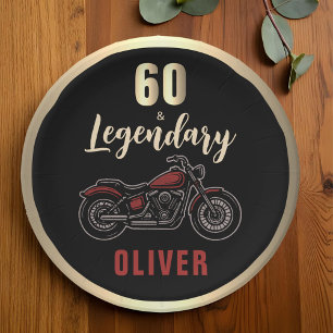 Prato De Papel Festa de Aniversário de 60 anos de Moto Antiga