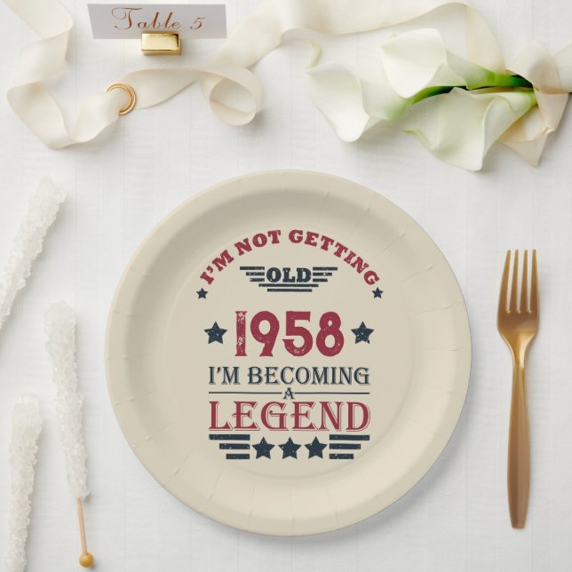 Prato De Papel Festa de aniversário de 65ª safra personalizada (Casamento)