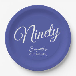 Prato De Papel Festa de aniversário de 90 de Lavanda de Script Si