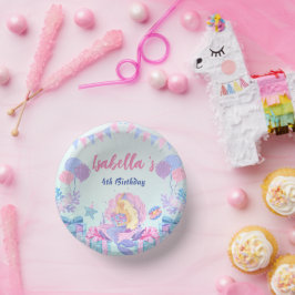 Prato De Papel Festa de aniversário de Aquarela Cachorro-Arco-Íri