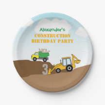 Festa de aniversário de Backhoe and Dump Truck Boy