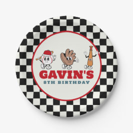 Prato De Papel Festa de aniversário de Baseball Retroativo Person