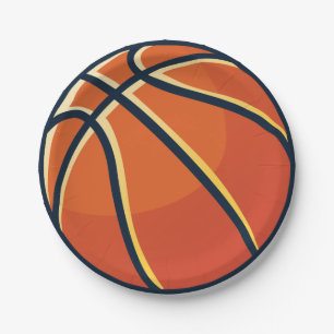 Prato De Papel Festa de Aniversário de Basquete Laranja Esportes