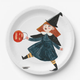 Prato De Papel Festa de aniversário de bruxa de Halloween bebê fo