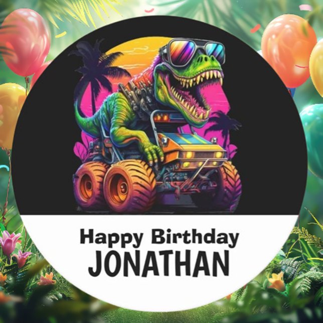 Prato De Papel Festa de aniversário de Caminhão Monstro Dino-Mite ( . Grab your party supplies now for an unforgettable dino adventure!)