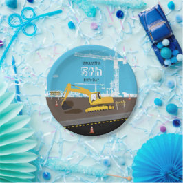 Prato De Papel Festa de aniversário de Caminhões de Construção de