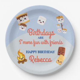 Prato De Papel Festa de aniversário de Campout de S'mores Cute