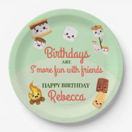 Prato De Papel Festa de aniversário de Campout de S'mores Cute