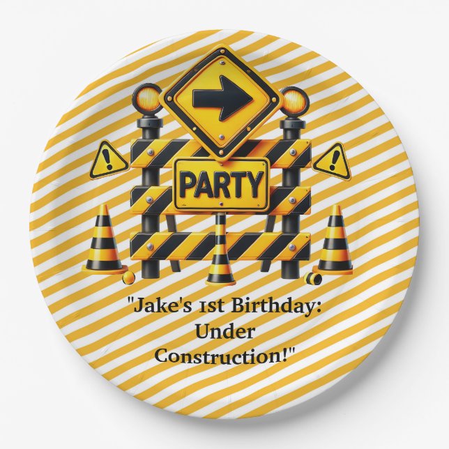 Prato De Papel Festa de aniversário de construção (Frente)