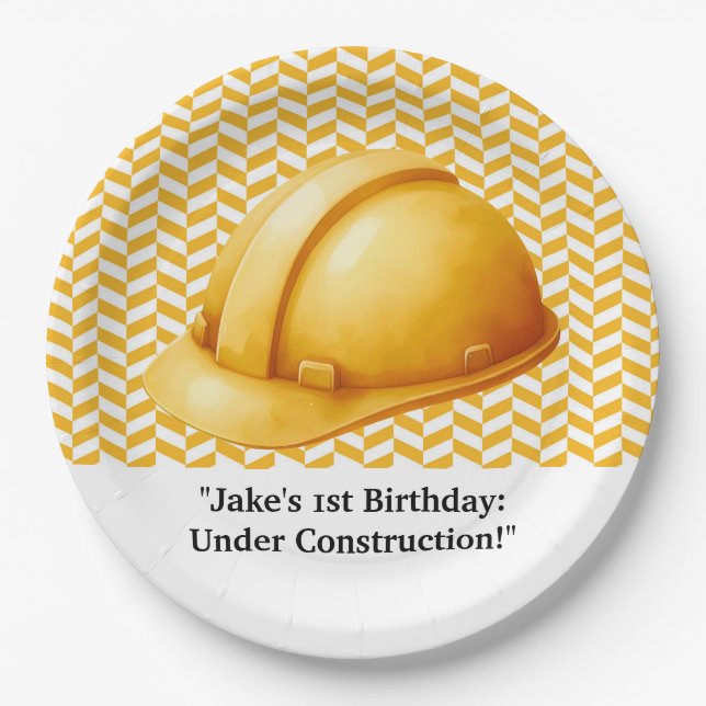 Prato De Papel Festa de aniversário de construção (Frente)