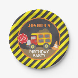 Prato De Papel Festa de aniversário de Construção de Caminhão