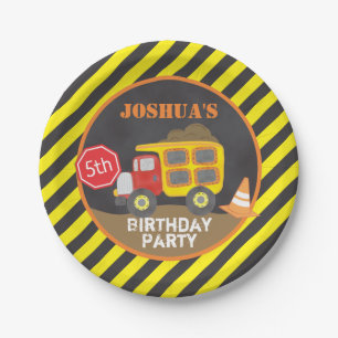 Prato De Papel Festa de aniversário de Construção de Caminhão
