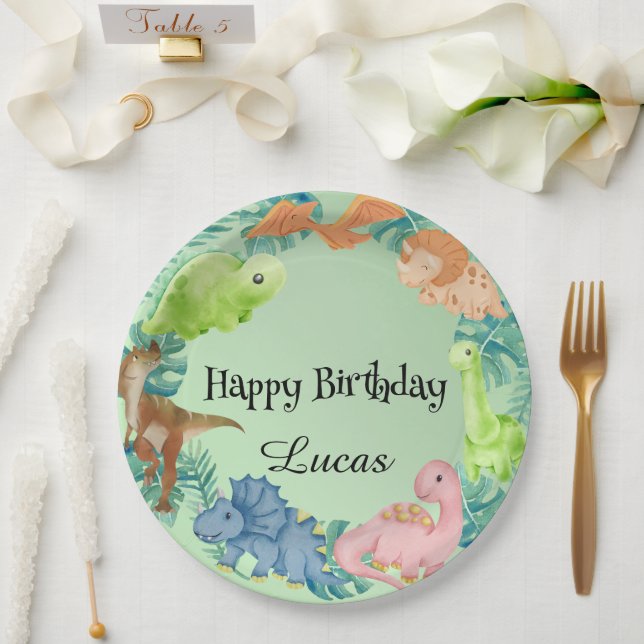 Prato De Papel Festa de aniversário de criança da selva de dinoss (Casamento)