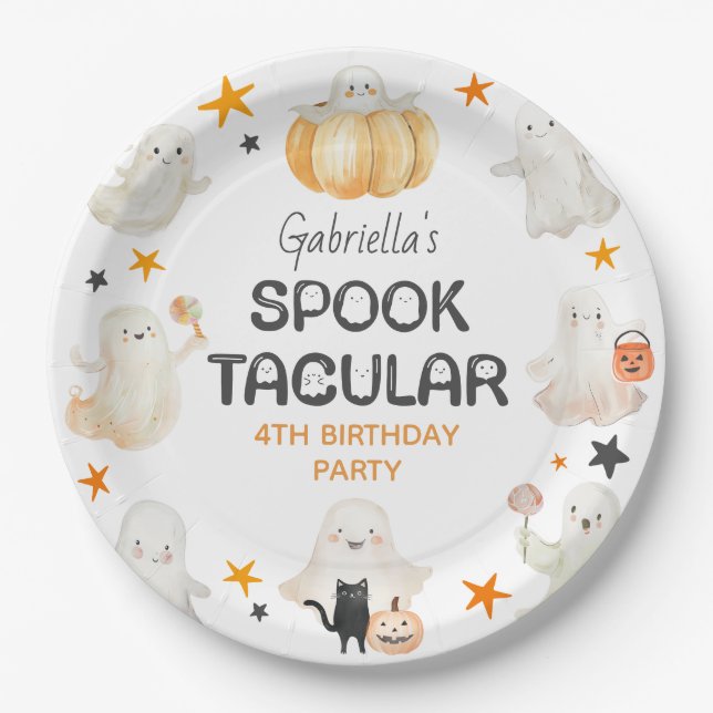 Prato De Papel Festa de Aniversário de criança Spooktacular para  (Frente)