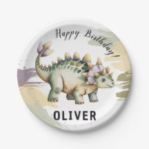 Festa de Aniversário de Dinossauros Aquarela para 