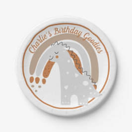 Prato De Papel Festa de aniversário de dinossauros de cinzas boni