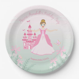 Prato De Papel Festa de aniversário de Fantasia Princesa Rosa