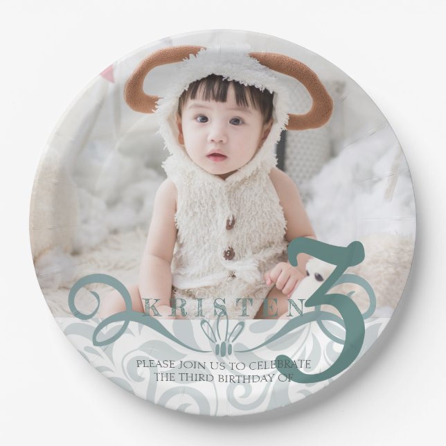 Prato De Papel Festa de aniversário de fotos clássicas de turques (Frente)