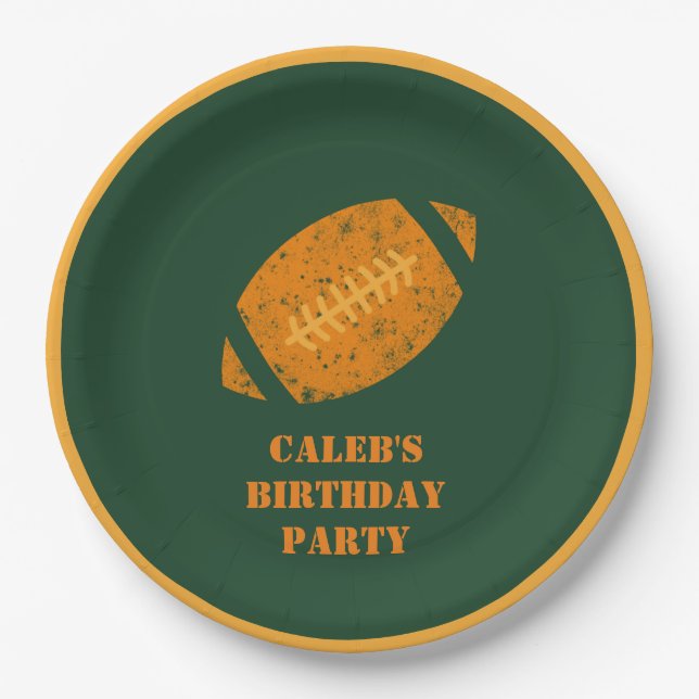 Prato De Papel Festa de aniversário de futebol personalizada verd (Frente)