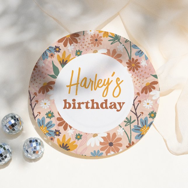 Prato De Papel Festa de aniversário de Garota de Flor Selvagem de (Criador carregado)