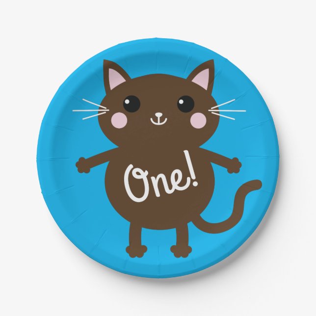 Prato De Papel Festa de aniversário de gatos (Frente)