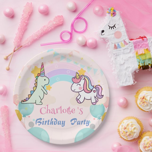 Prato De Papel Festa de aniversário de gradiente do arco-íris do  (Festa)