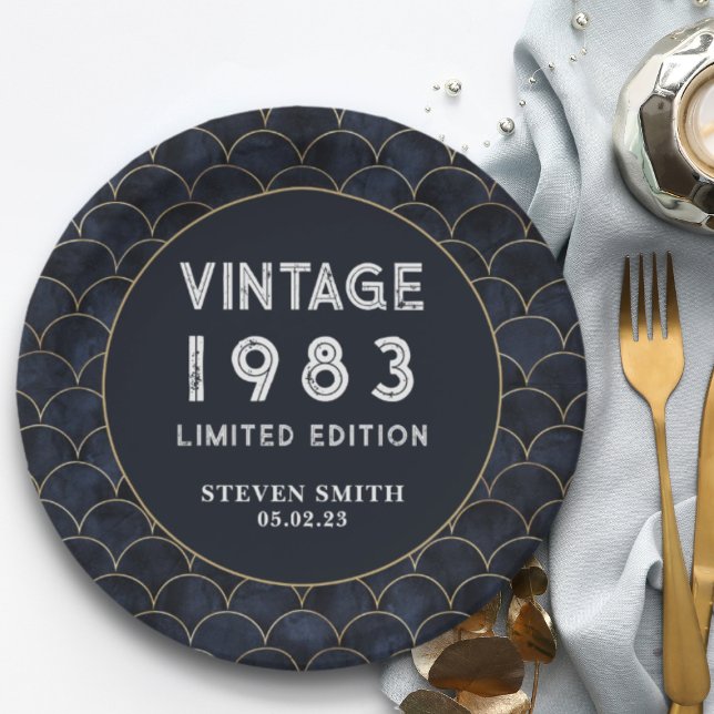 Prato De Papel Festa de aniversário de Letra de Ano Personalizada (Criador carregado)