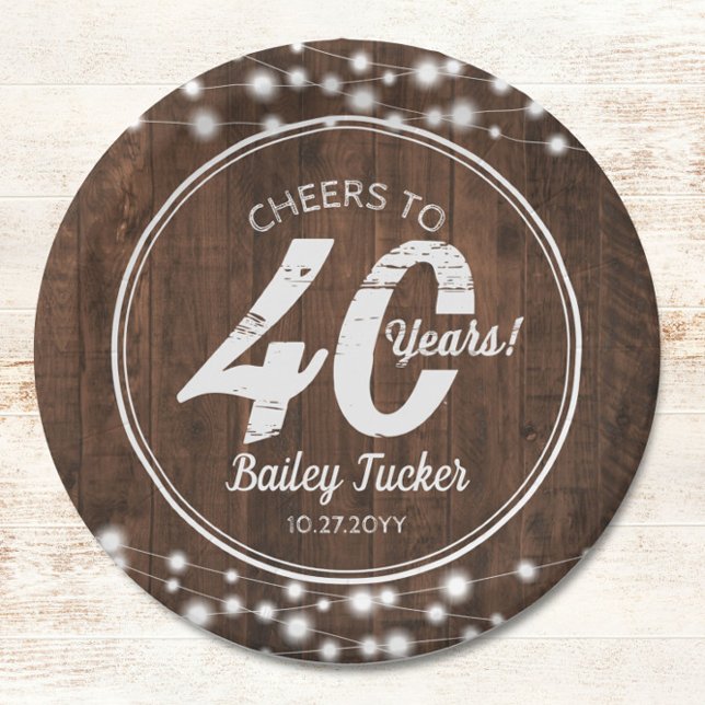 Prato De Papel Festa de aniversário de luzes de aniversário de 40 (Criador carregado)