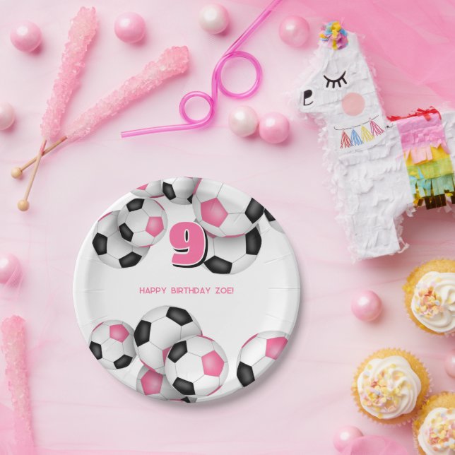 Prato De Papel festa de aniversario de meninas de bolas de futebo (Festa)
