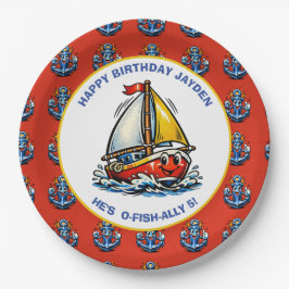 Prato De Papel Festa de Aniversário de Menino com Tema de Iate Ma